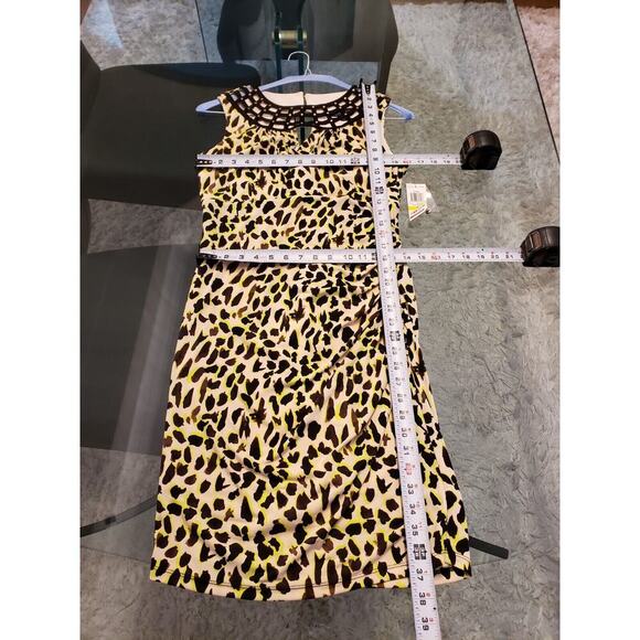 Thalia Sodi Womens Multi Stretch Leopard Print Keyhole Neck Knee Length Dress M - Picture 8 of 14